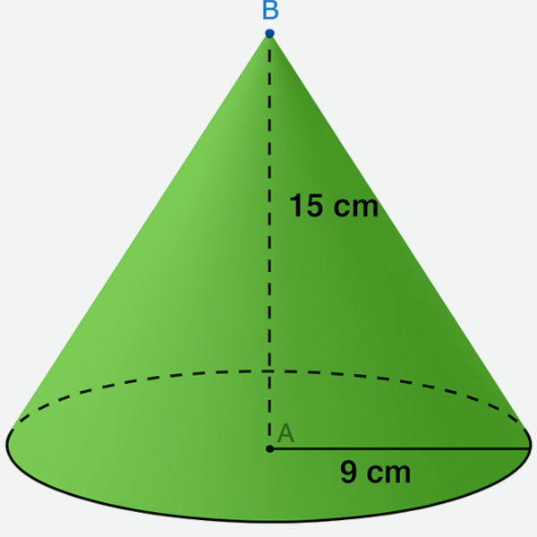 Cone com 9 cm de raio.