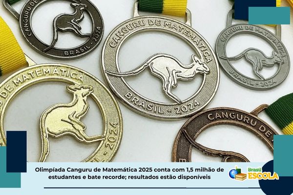 Foto das medalhas da Olimpíada Canguru de Matemática