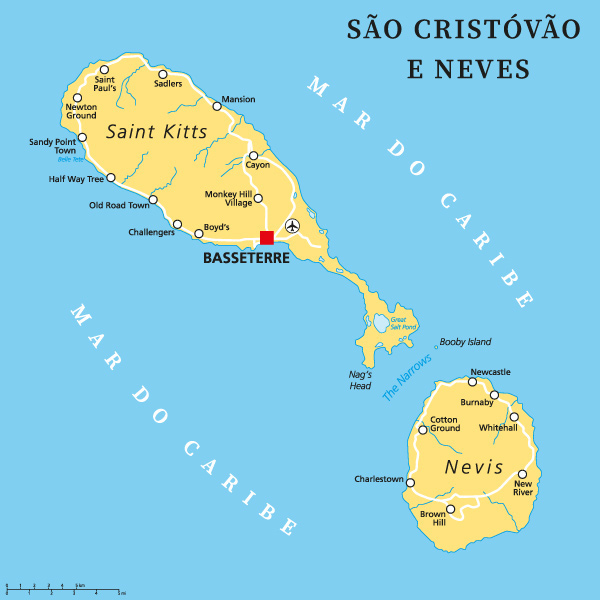 Mapa de São Cristóvão e Neves.