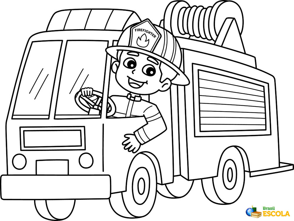 Desenho para colorir bombeiro