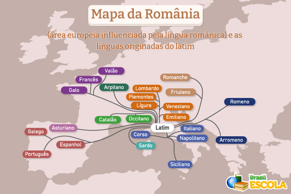 Mapa da România, região da Europa onde teve origem a língua portuguesa.