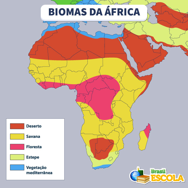 Mapa dos biomas da África.