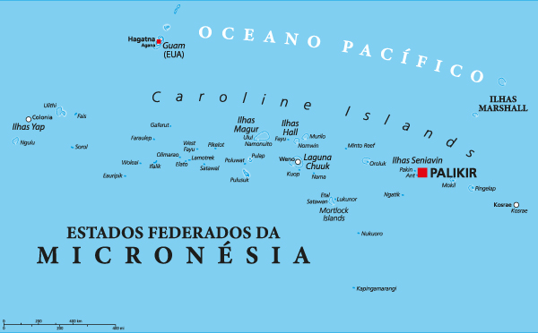 Mapa da Micronésia.