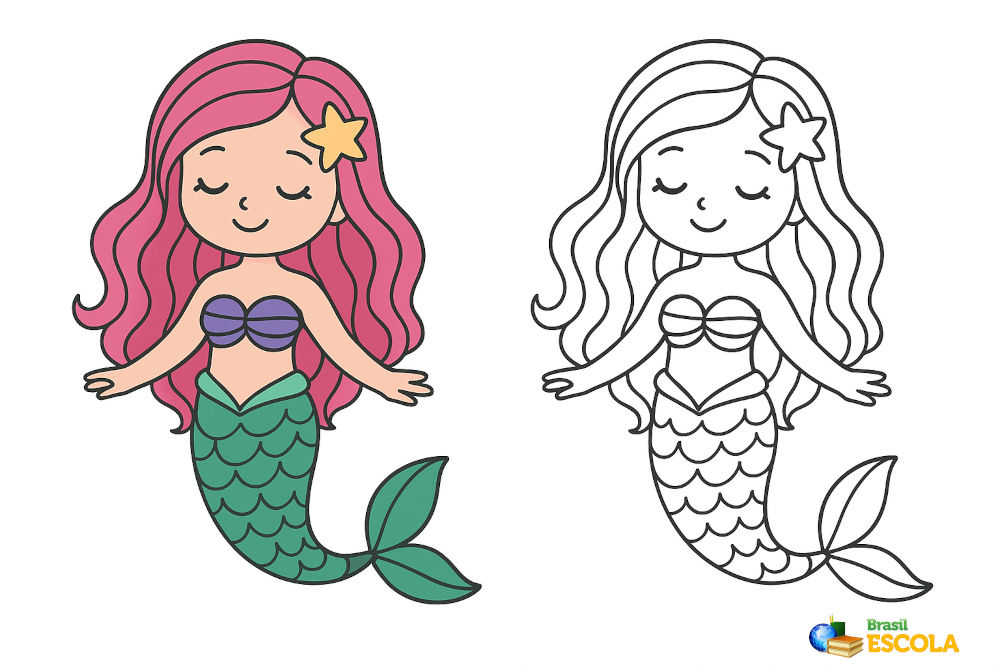 Desenho para colorir sereia