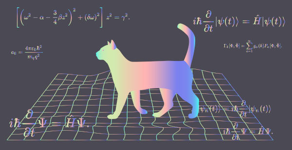 Ilustração representando o uso da matemática para descrever algo simples, uma situação característica da mecânica quântica.