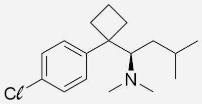 Fórmula estrutural da sibutramina.