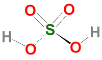 Fórmula estrutural geométrica do ácido sulfúrico.