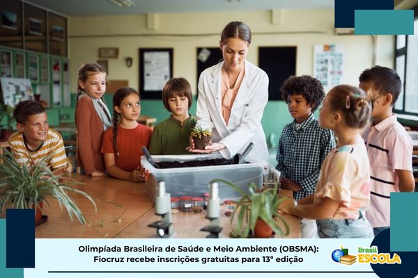 Olimpíada Brasileira de Saúde e Meio Ambiente Estudantes e professora em aula sobre meio ambiente