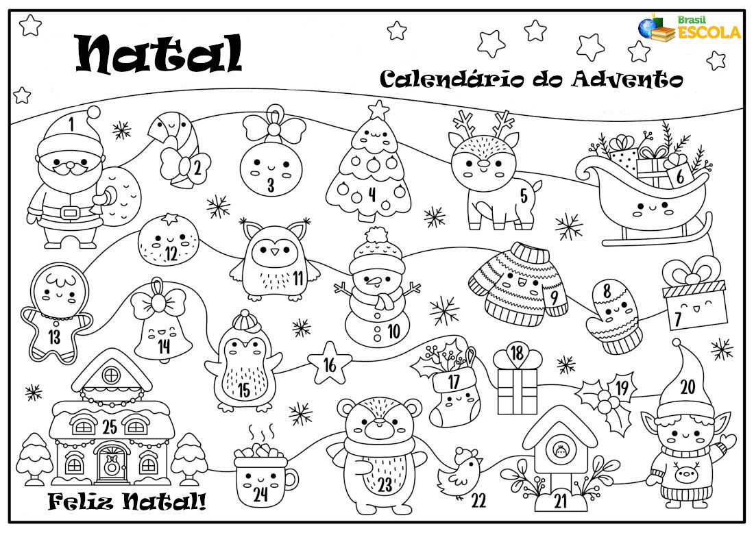 Desenho para colorir calendário do advento