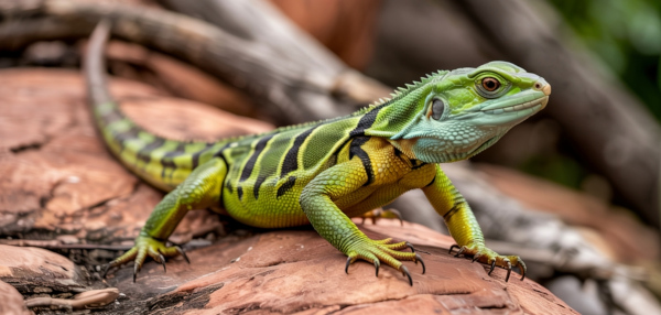 Lagarto, exemplo de réptil, animal do filo dos cordados.