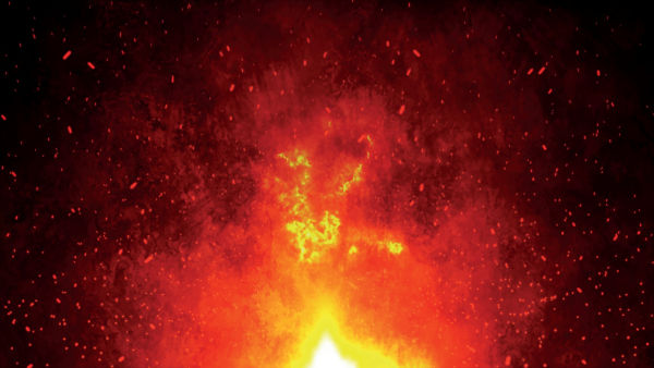 Chamas de fogo oriundas de queima de combustão.