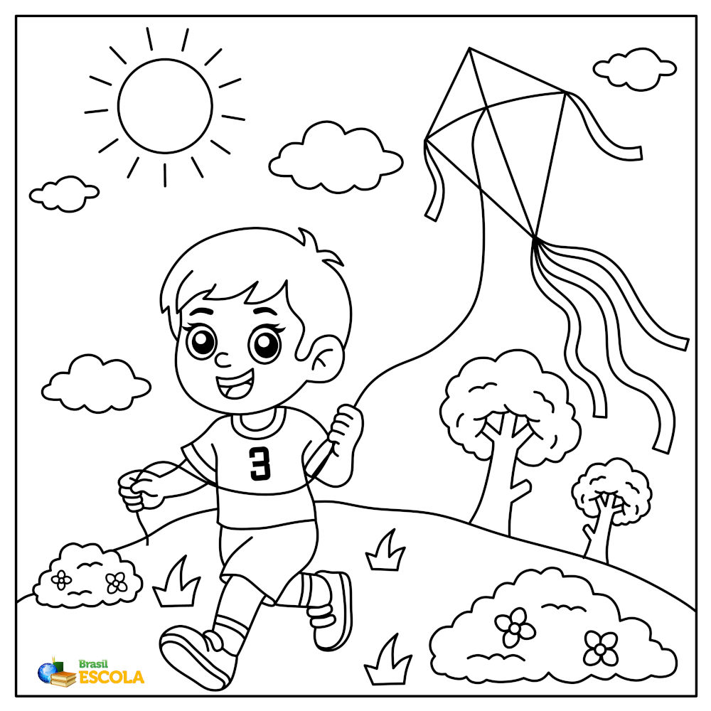 Desenhos para colorir de Menino soltando pipa