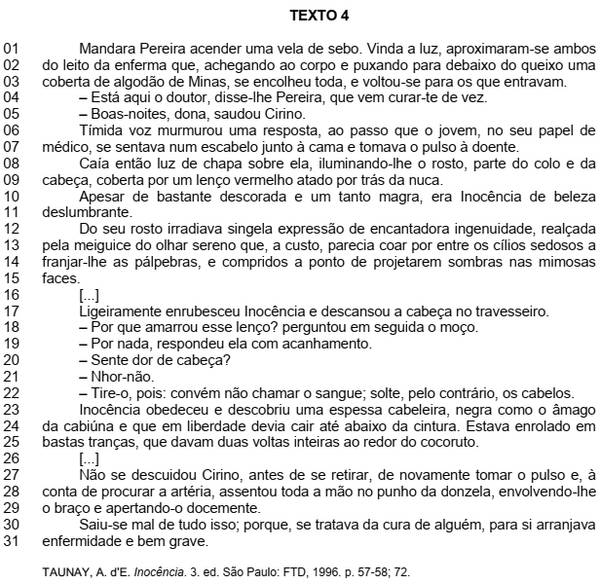 Texto de apoio para questão sobre flexão verbal.