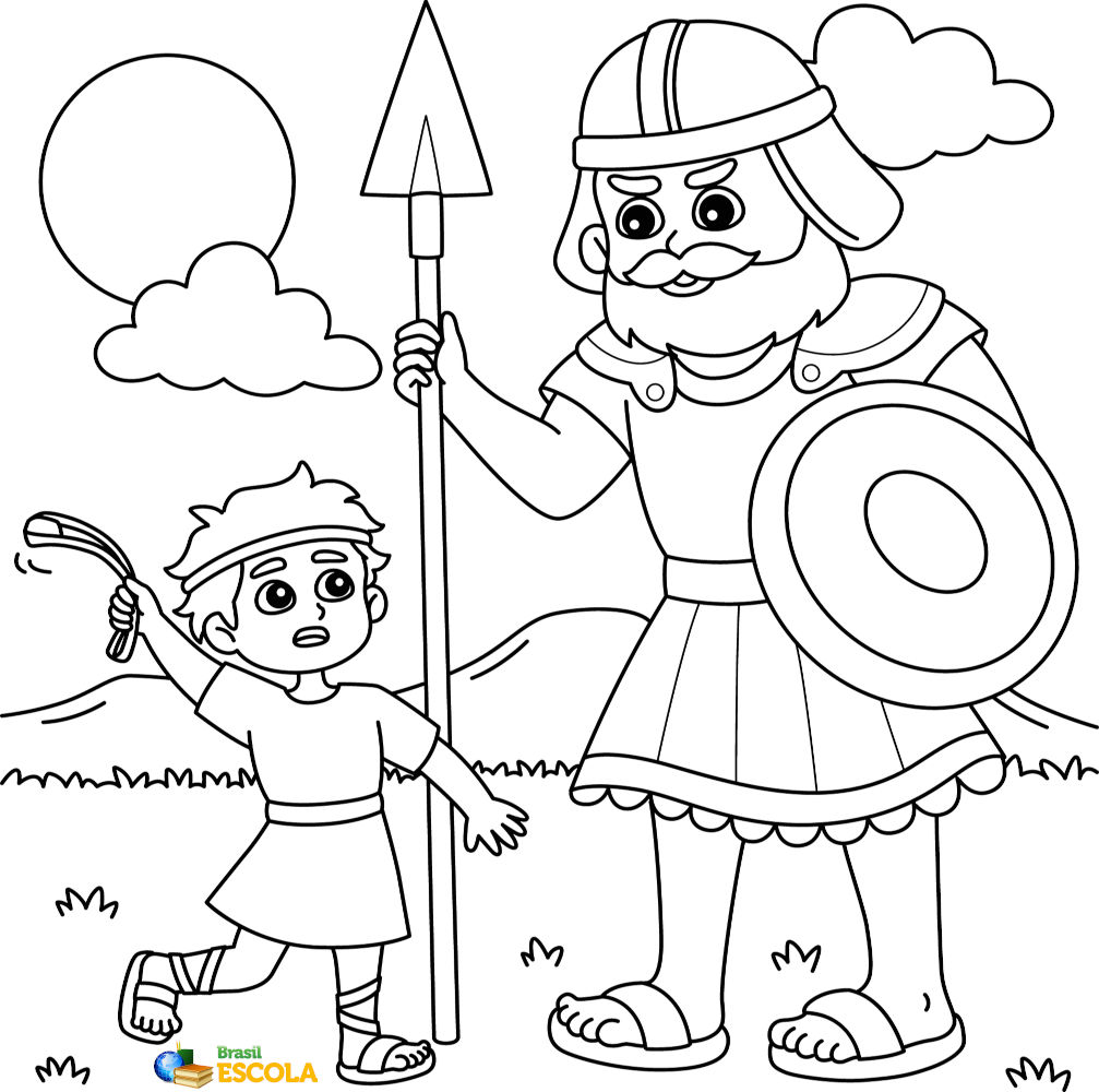 desenho de davi e golias para colorir