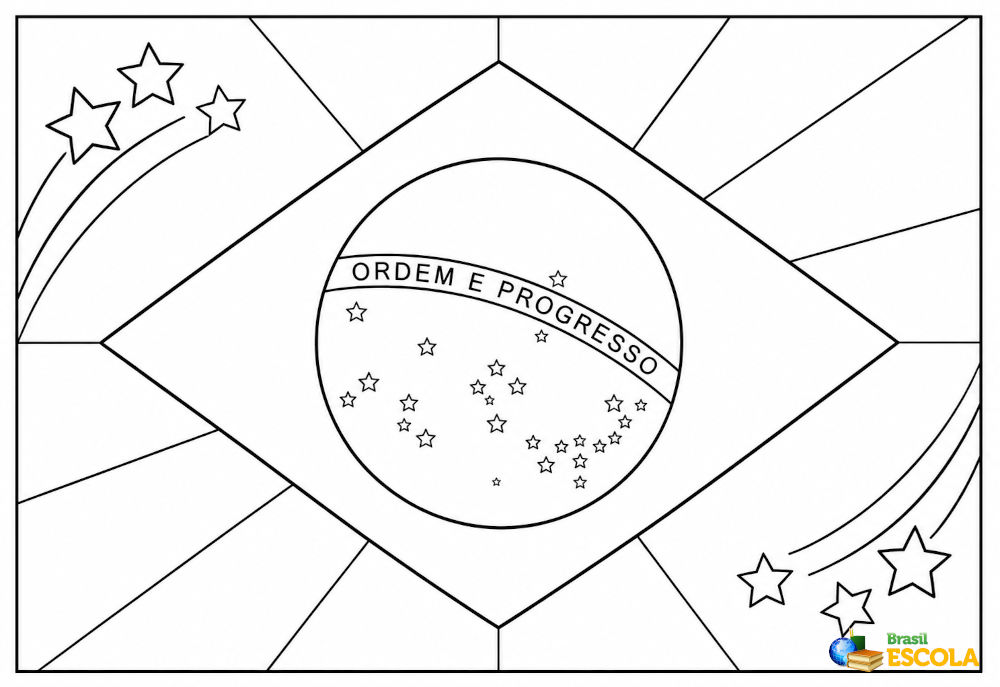 Desenho da bandeira do brasil para pintar
