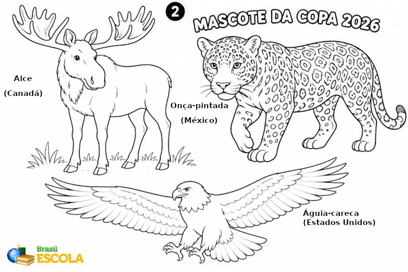 desenho dos mascotes da copa para pintar
