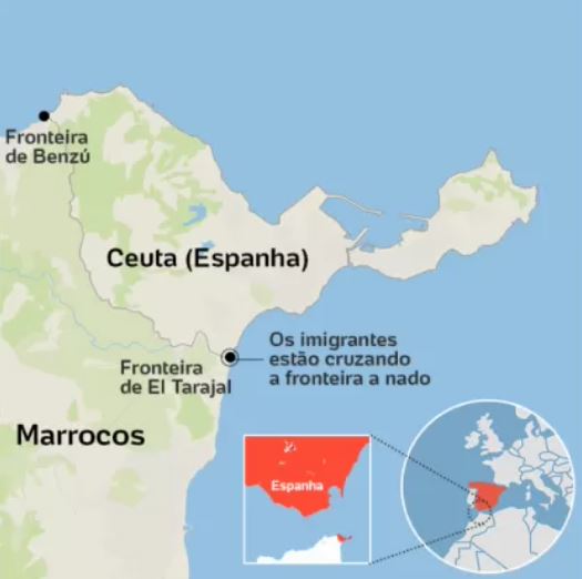 Região de travessia entre Marrocos e Ceuta