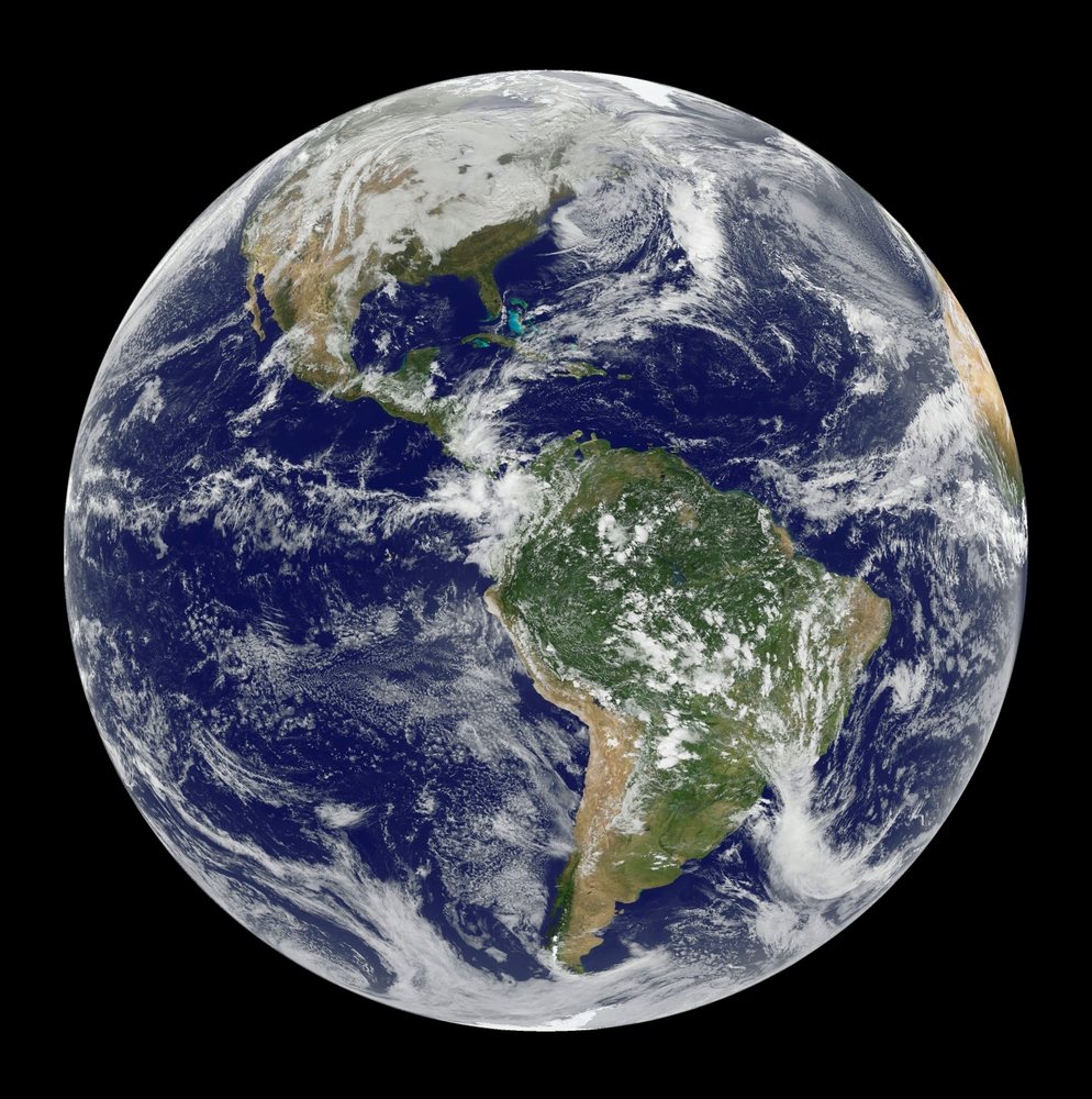 Planeta Terra visto do espaço mostra a configuração atual consolidada no Holoceno.