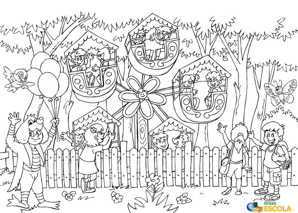 desenho de um parque de diversão para pintar