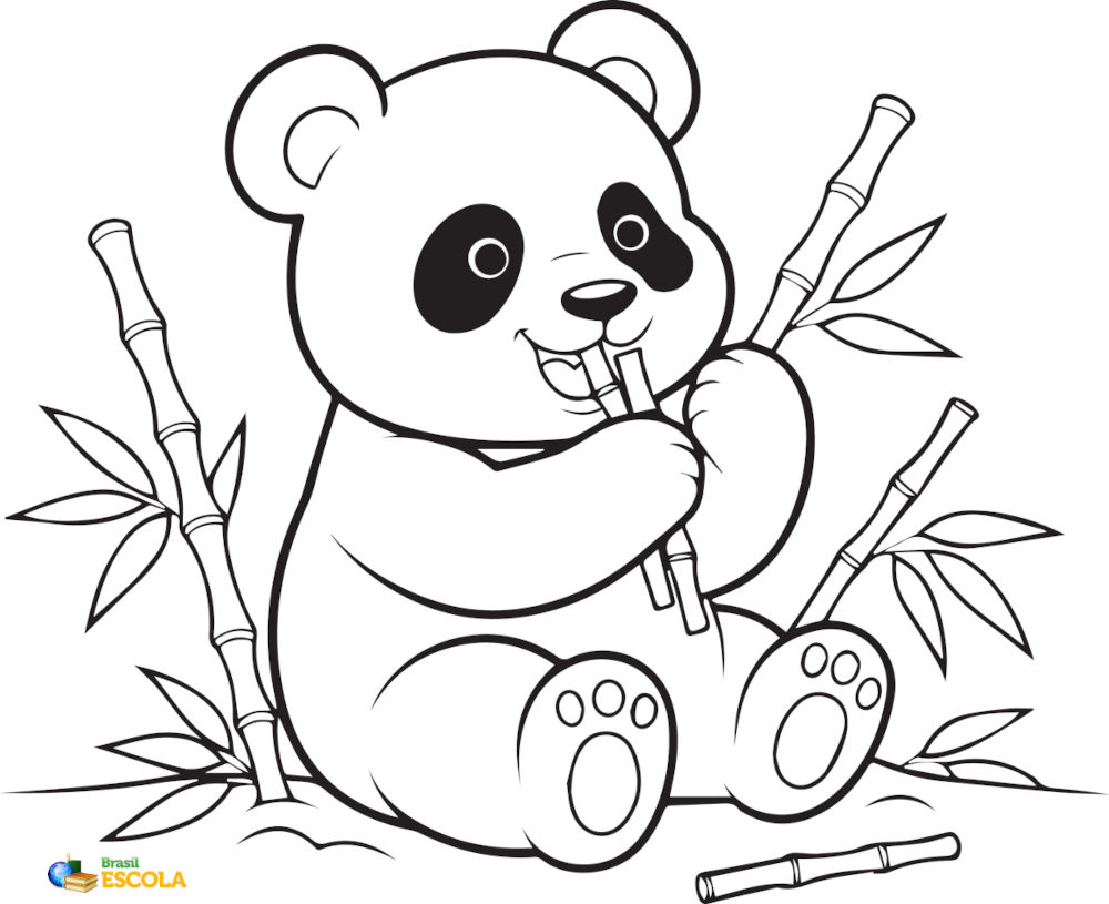 Desenho de um urso panda para pintar