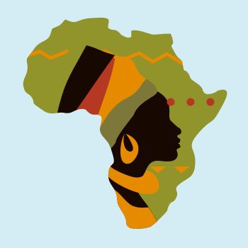 ilustração do continente africano com mulher preta