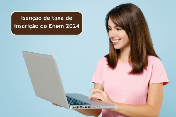 Pessoa segura celular com a logomarca do Enem, texto Quem pode se inscrever no Enem 2024