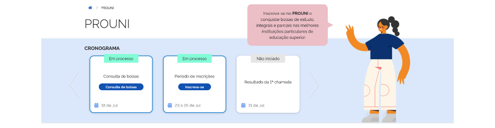 Página de inscrição do ProUni 2024 do segundo semestre