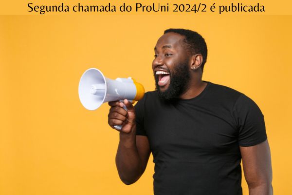 Estudante pensando. Na imagem, está escrito: ProUni 2024/2: quando  sai a 2ª chamada?