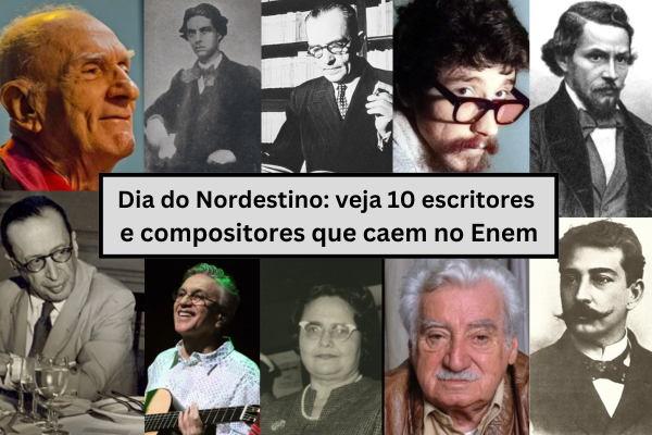 montagem de 10 escritores e compositores nordestinos que aparecem no Enem