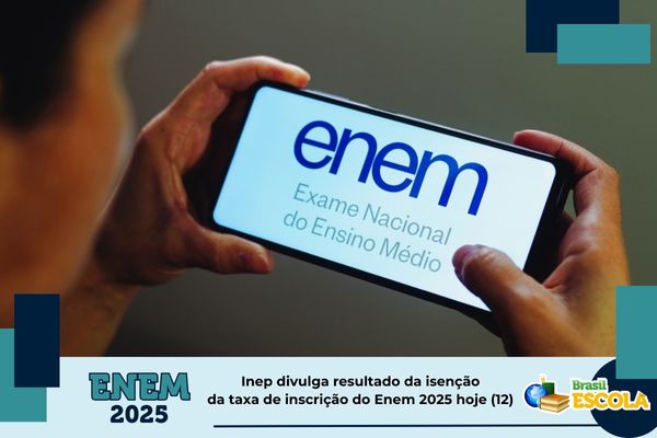 Tela de celular mostra logomarca do Enem