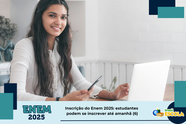 Mulher monitora estudantes faznedo prova. Texto na imagem: Edital para ser certificador do Enem 2025 é publicado.