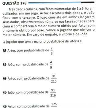 Quest&atilde;o de matem&aacute;tica Enem 2025