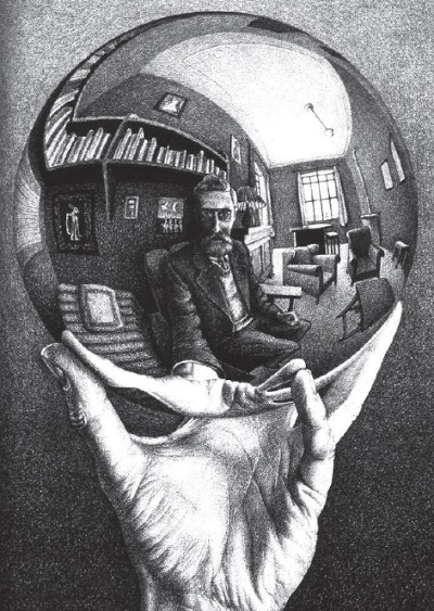“Autorretrato em Esfera Espelhada”, do artista M. C. Escher