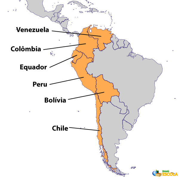 Mapa da América do Sul.