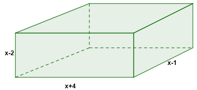 Desenho de um paralelepípedo em exercício sobre multiplicação de polinômios.