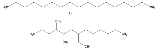 Estruturas químicas de hidrocarbonetos para identificação de nome em questão da Unicentro.