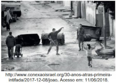 Fotografia da Primeira Intifada em exercício da UPE sobre Questão Palestina.