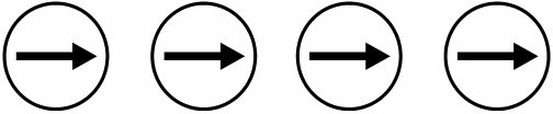 Pares de agulhas magnéticas no mesmo sentido e direção (à direita e horizontal)