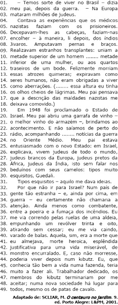 Texto “O centauro no jardim” em exercício da UFRGS sobre regência verbal.