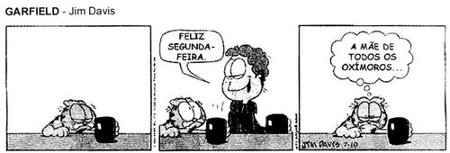 Tirinha do Garfield em questão do Enem sobre figuras de pensamento.