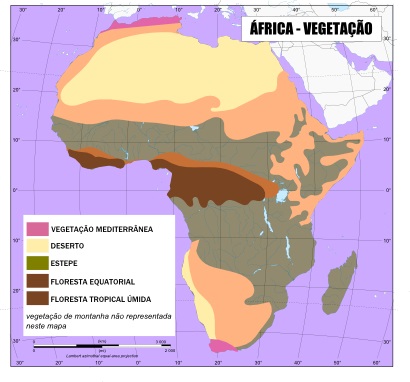 Mapa dos tipos de vegetação da África *