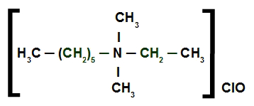 Fórmula estrutural de um sal de amônio quaternário