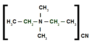 Fórmula estrutural de um sal de amônio quaternário