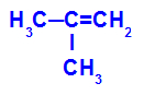 Fórmula estrutural do 2-metil-propeno
