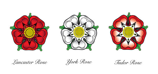 Símbolo das duas famílias que disputavam o trono da Inglaterra na Guerra das Rosas. Os Tudor assumiram o poder depois do fim do conflito, em 1485.