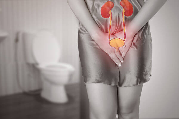 A cistite causa dor ao urinar, dor na bexiga, baixo ventre e costas e necessidade de urinar frequentemente.