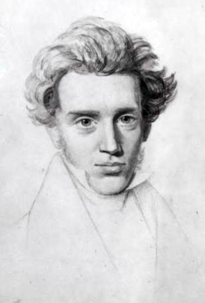 Ilustração de Søren Kierkegaard, um dos principais nomes associados ao existencialismo.