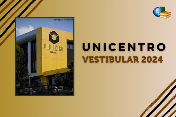 campus da unicentro sob fundo dourado ao lado do texto-Vestibular 2024