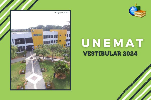 Foto do campus da Unemat sobre fundo verde