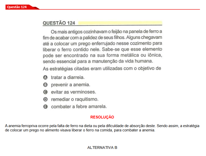 Questão 124 - Prova Amarela - Enem 2015 - Brasil Escola
